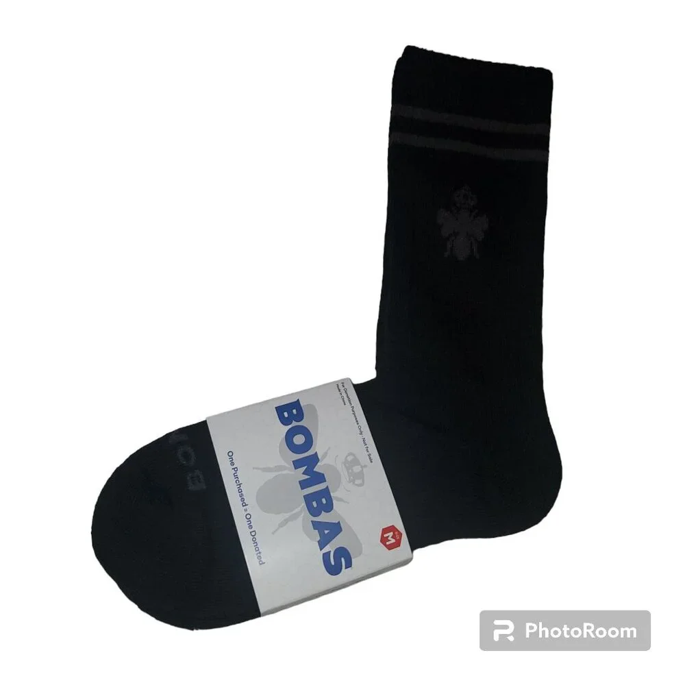 Bombas calf socks one pair sz medium honeycomb stay up cushioned black new
